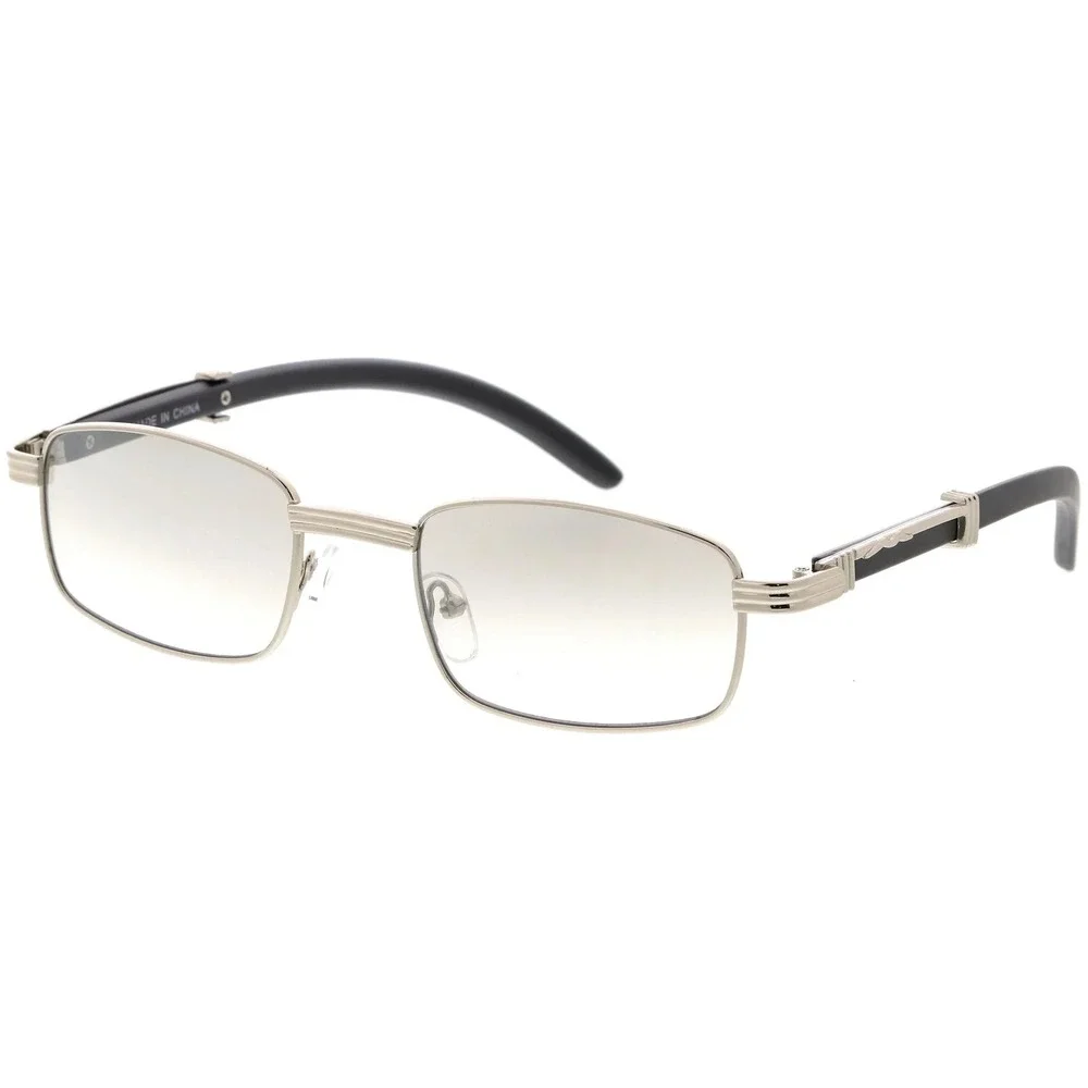Women Silver Square Eyeglasses‎ Black Arms Clear Lens Retro Professional Frames